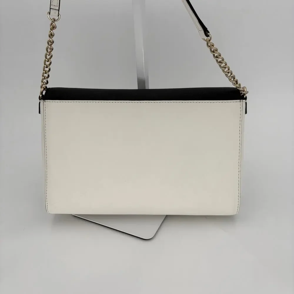 Kate Spade Carson Black White Colorblock Chain Flap Crossbody Convertible Clutch